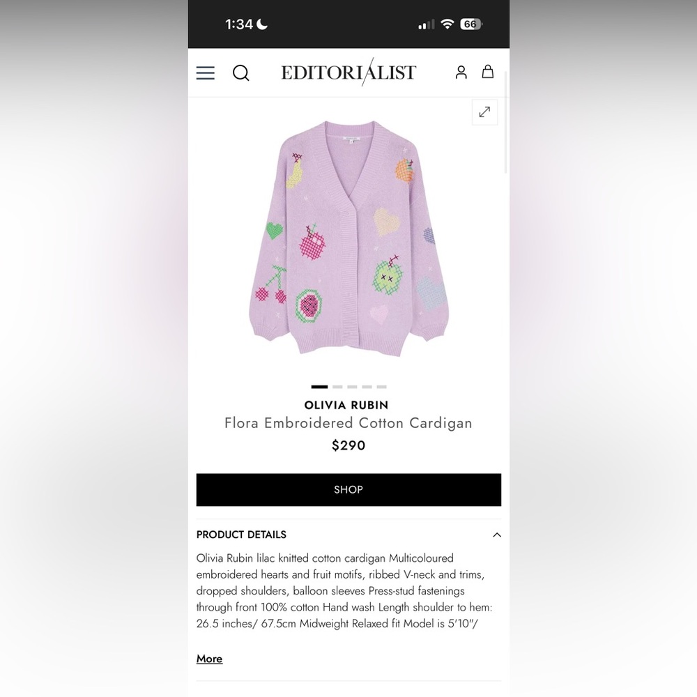 Olivia Rubin | Flora Fruit Cross Stitch Cardigan, size M - Picture 2 of 10